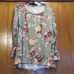 Westport Green Floral Long Sleeve Top